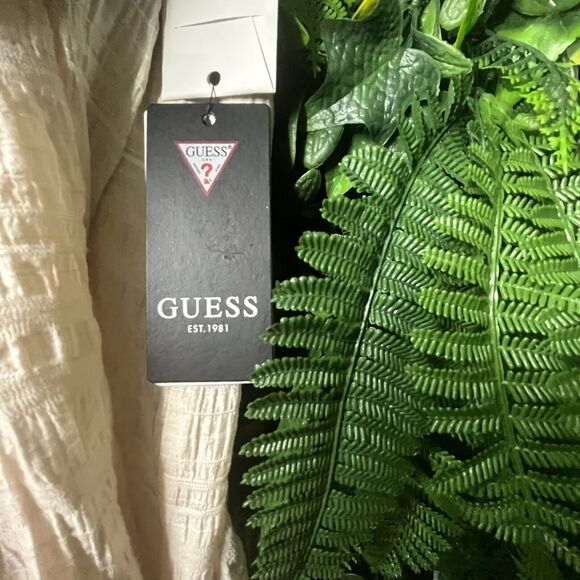 Guess Women Tops XL Beige Crinkle Blouse Collar Long Sleeve MSRP$89.00 NWT 0201 - Picture 10 of 16